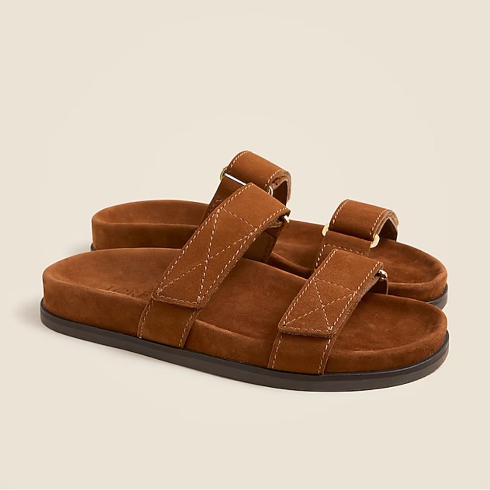 J. Crew Brown Suede Slide Sandal Colbie Wide Strap Size 7